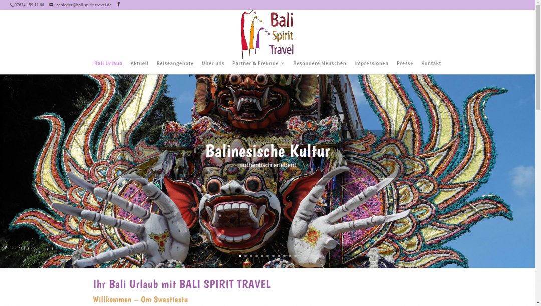 Webseite Bali Spirit Travel