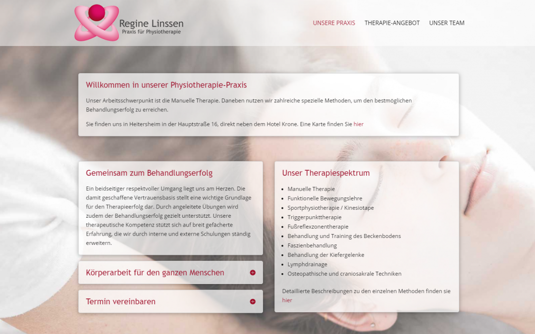 Webseite Physiotherapie Linssen