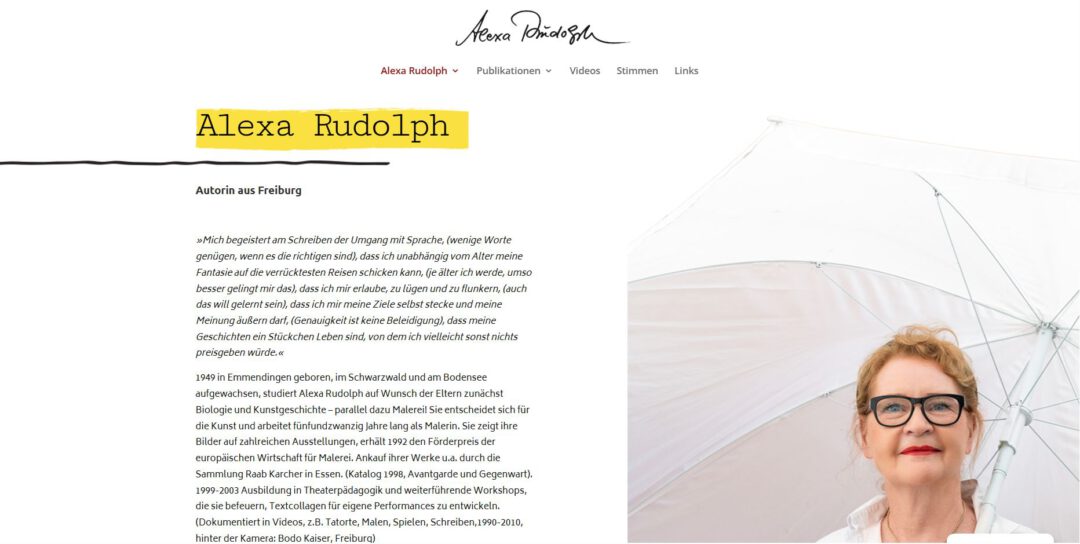 Webseite Alexa Rudolph, Autorin und Malerin